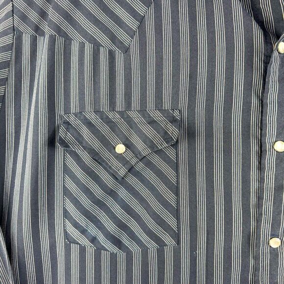 Plains Western Shirt Mens 2X Big Man Black Gray Pearl Snap Cowboy Southwest - Picture 4 of 12